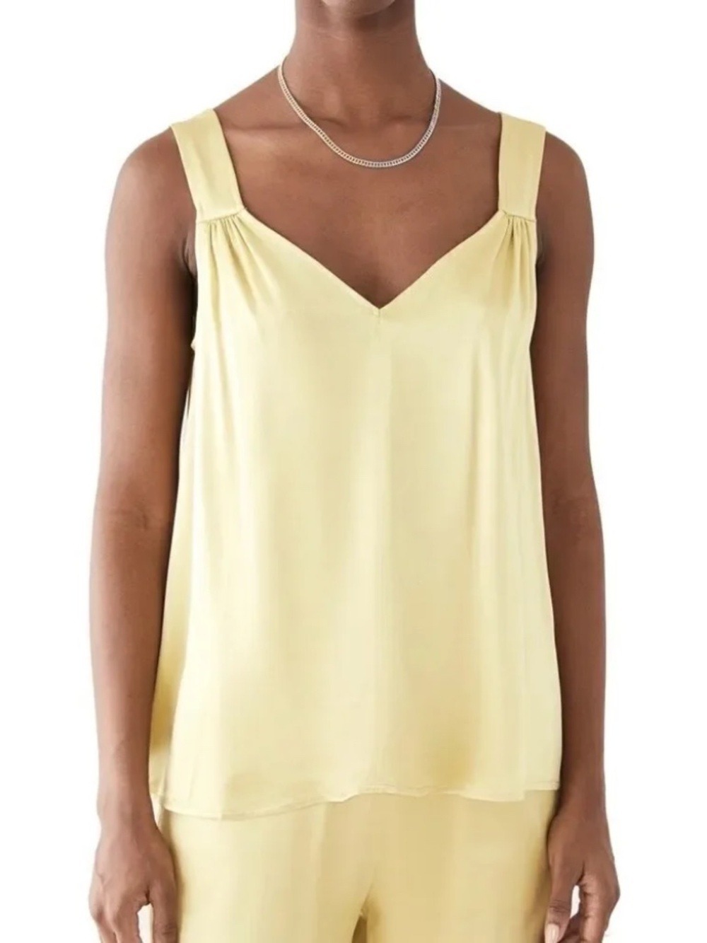 Closed Eden Top Charmeuse Tank Top 100% Viscose Chartreuse Green Yellow Medium